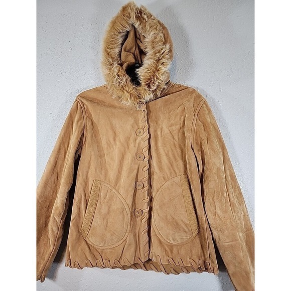 effeci* Y2K Velvet & Faux Fur Hooded Jacket Fleece Lined *Sz M - Picture 3 of 9